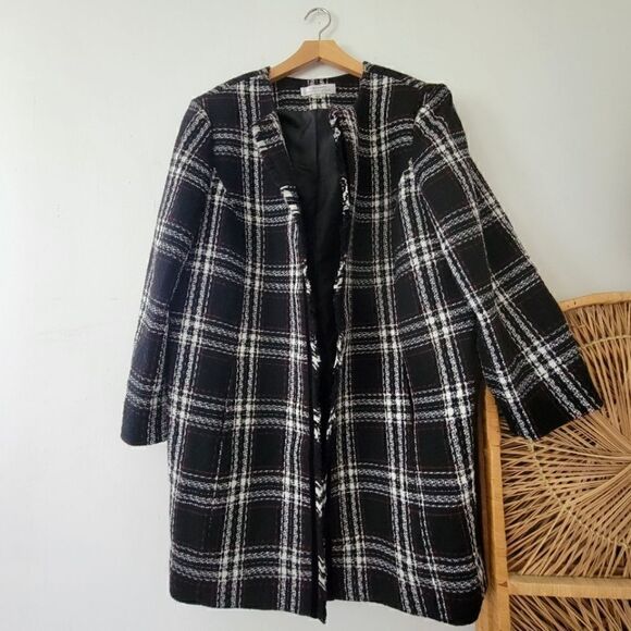 Tahari ASL Woven Jacket Black Red White Plaid Heavy 22W - Picture 1 of 7